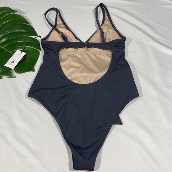 NWT Shade &‎ Shore [ Small ] Plunge Tie-Front Wrap One Piece Swimsuit - Picture 7 of 12